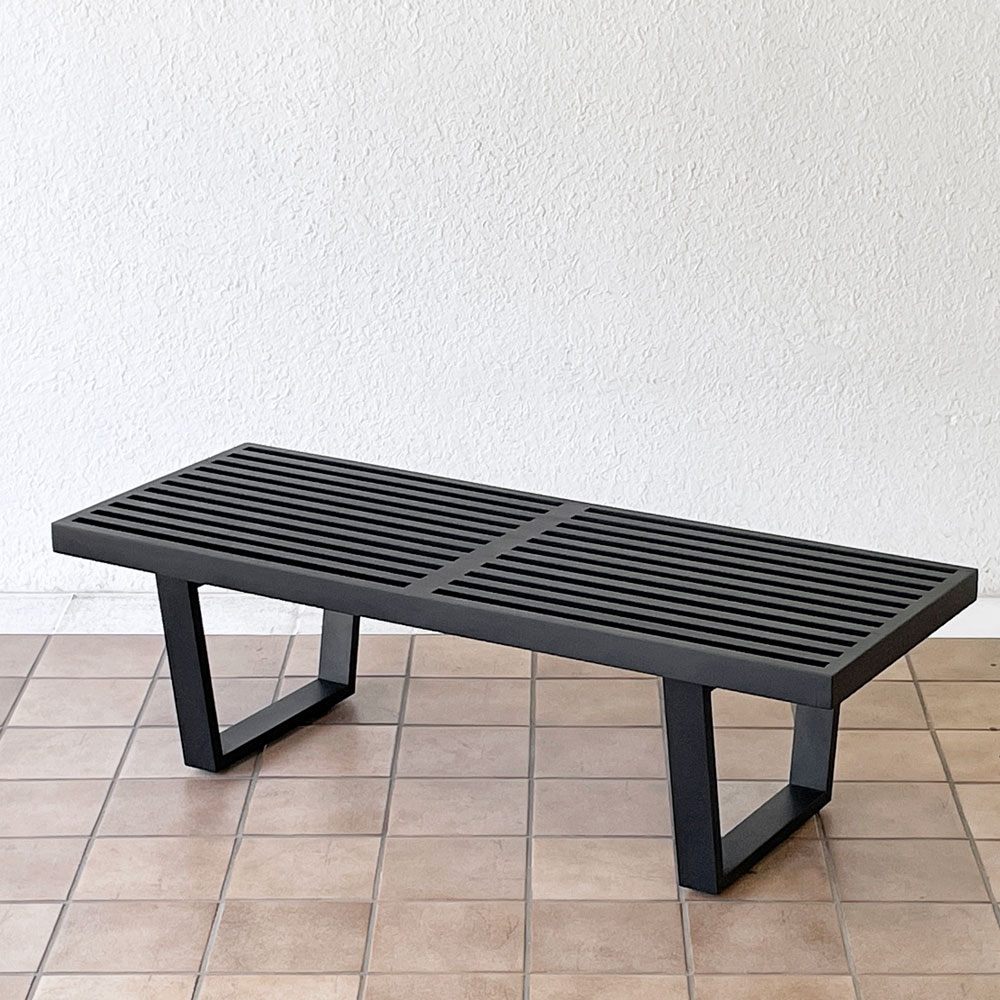 ハーマンミラー Herman Miller プラットフォームベンチ Platform Bench ネルソンベンチ W122cm ブラック ジョージネルソン 廃番カラー ミッドセンチュリー 再塗装品 ◇