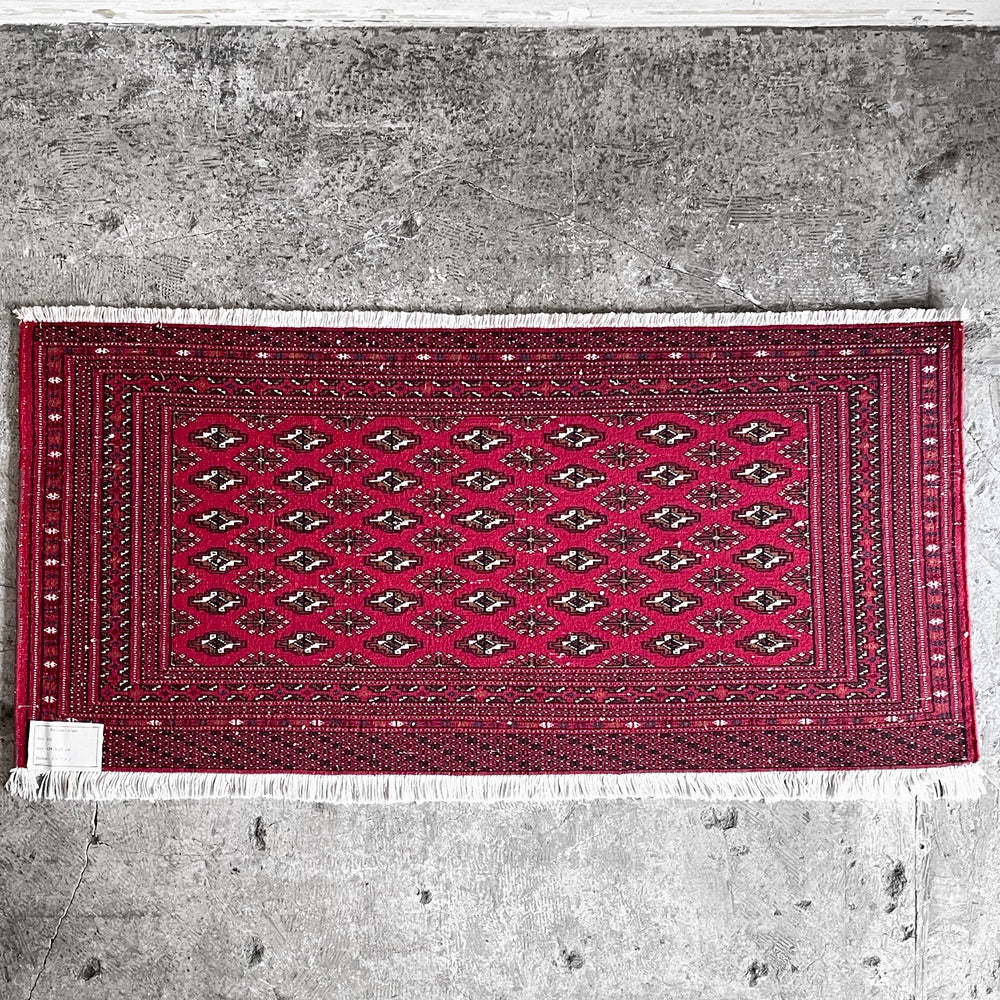 トルクメン ラグ カーペット 絨毯 グル トライバルラグ 手織り 130×60cm ■