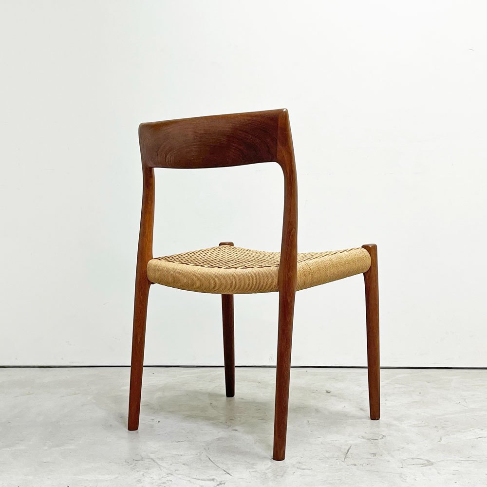 JLモラー J.L.Moller Model No.77 ダイニングチェア チーク材 ペーパーコード ニールス・O・モラー デンマーク ビンテージ 北欧家具 ●