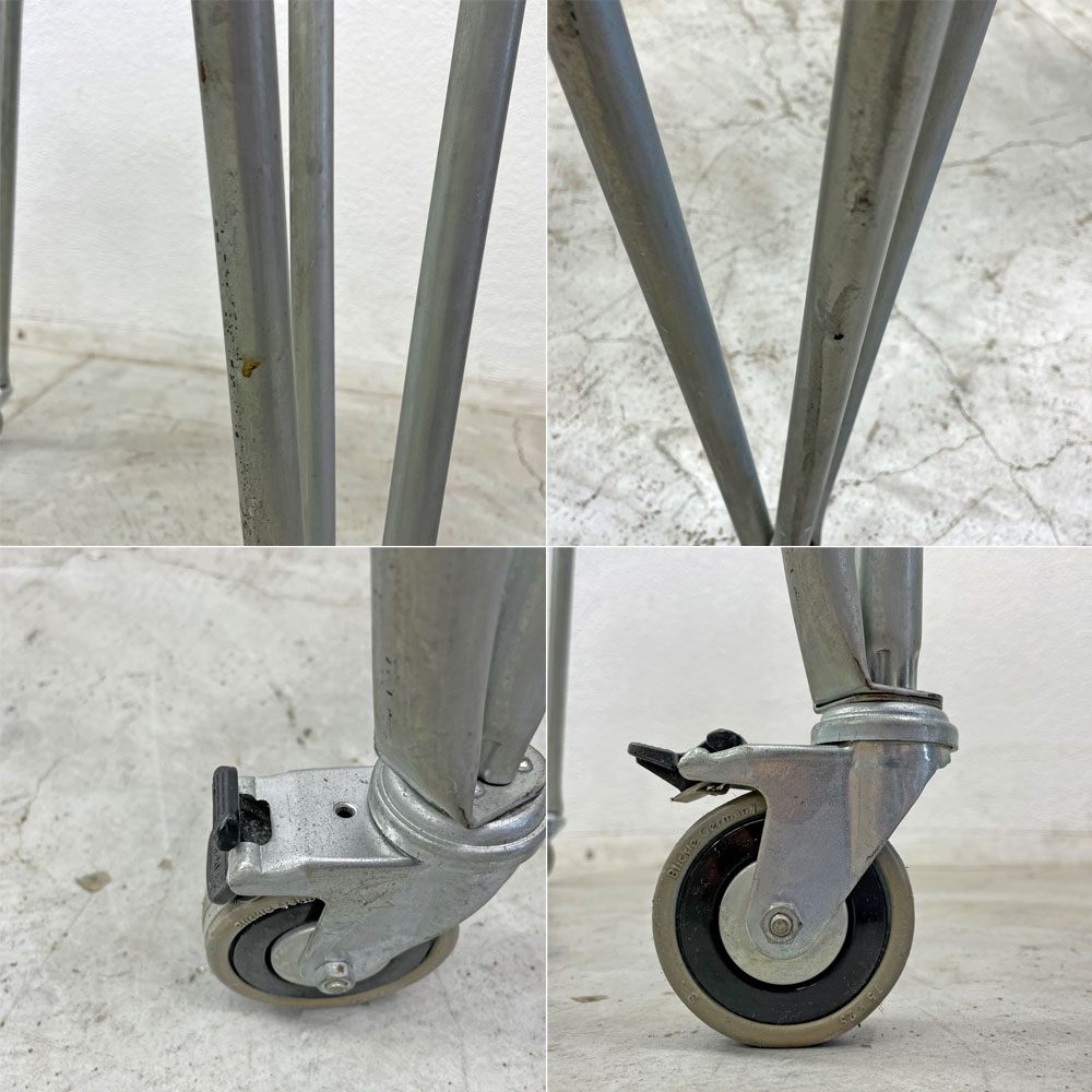 システム180 SYSTEM180 ガラストップテーブル ミーティングテーブル W205cm キャスター付き ドイツ 〓