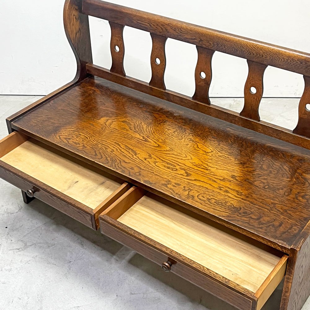 三越家具 ブルージュ Brugge ベンチ 2ドロワー オーク無垢材 カントリーハウス クラシカル 英国スタイル ●