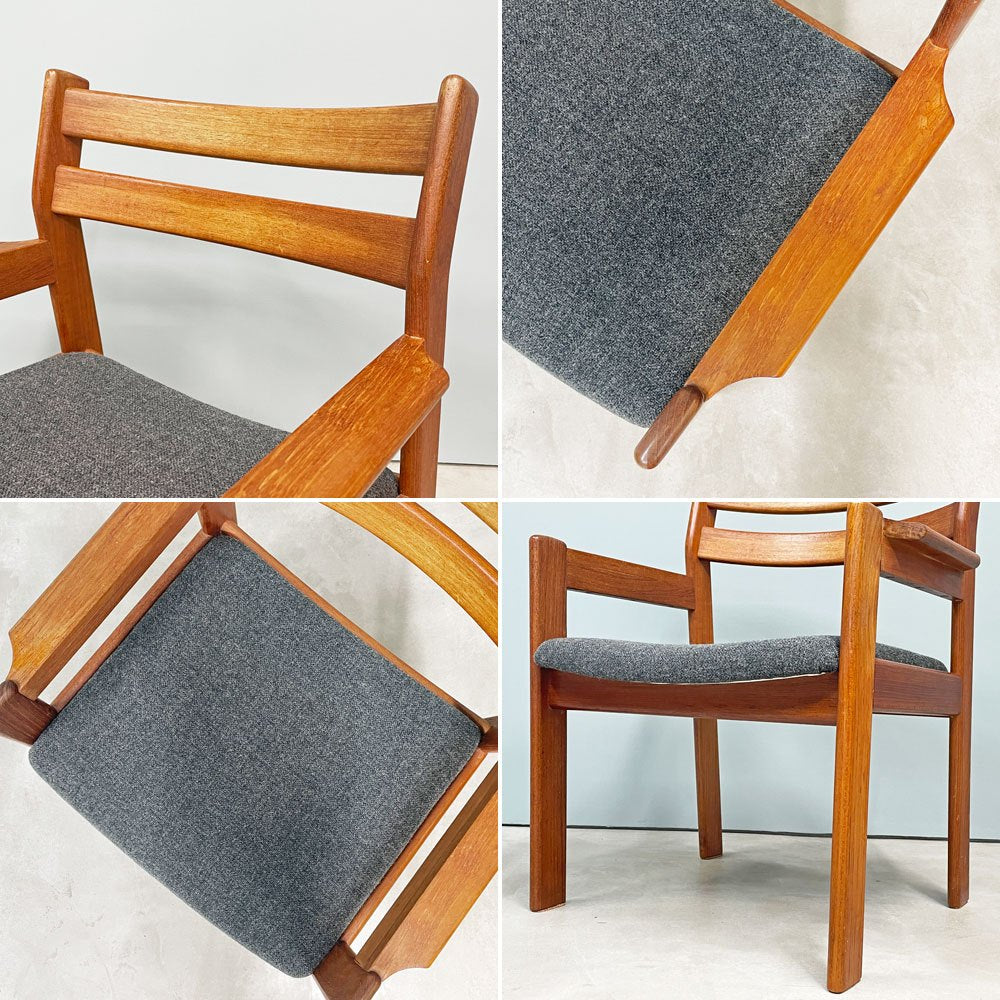辻木工 TSUJI MOKKO チーク材 ダイニング アームチェア ファブリック張替済み ビンテージ vintage 北欧スタイル B ◎