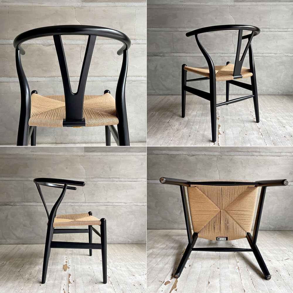 カールハンセン＆サン Carl Hansen & Son CH24 Yチェア ブラックラッカー ビーチ材 ペーパーコード ハンス・J・ウェグナー デンマーク 北欧家具 日本仕様 座面張替済  A ♪