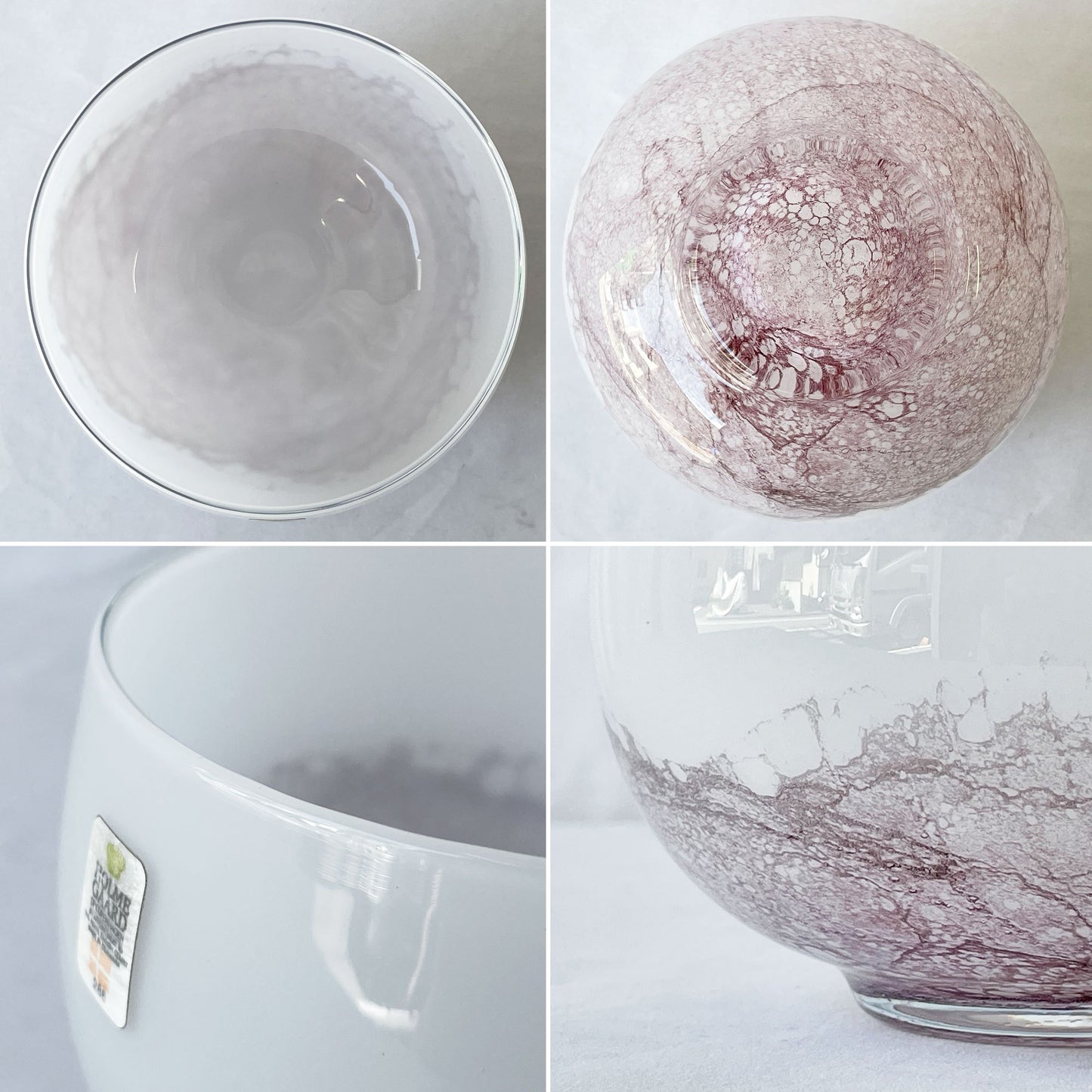 ホルムガード Holmegaard サクラ SAKURA ガラス フラワーベース 花瓶 ボウル 1980年代 H9.5cm ミカエル・バング Michael Bang ビンテージ デンマーク 北欧 ◇