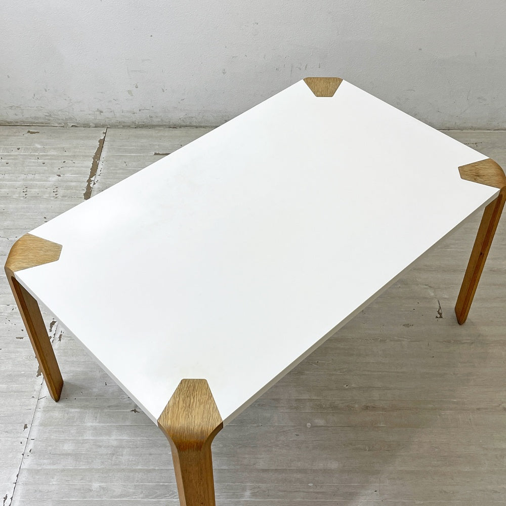 天童木工 Tendo アントラー ANTLER ダイニングテーブル 坂倉準三デザイン ホワイトメラミン天板×チーク材 w130cm ●