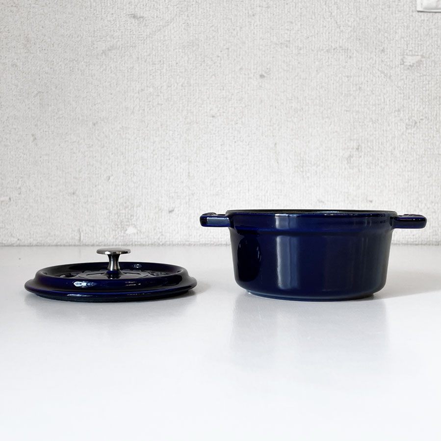 ストウブ STAUB ピコ・ココット ラウンド グランブルー 10cm 鋳物 フランス 定価￥15,400- ◎