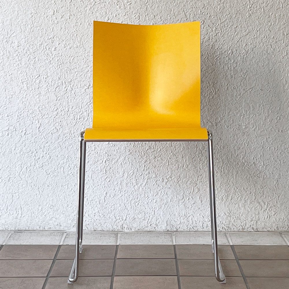エンゲルブレヒト Engelbrechts チャリック CHAIRIK 107 ダイニングチェア スタッキング そり足 イエロー 未使用品 デンマーク A ◇