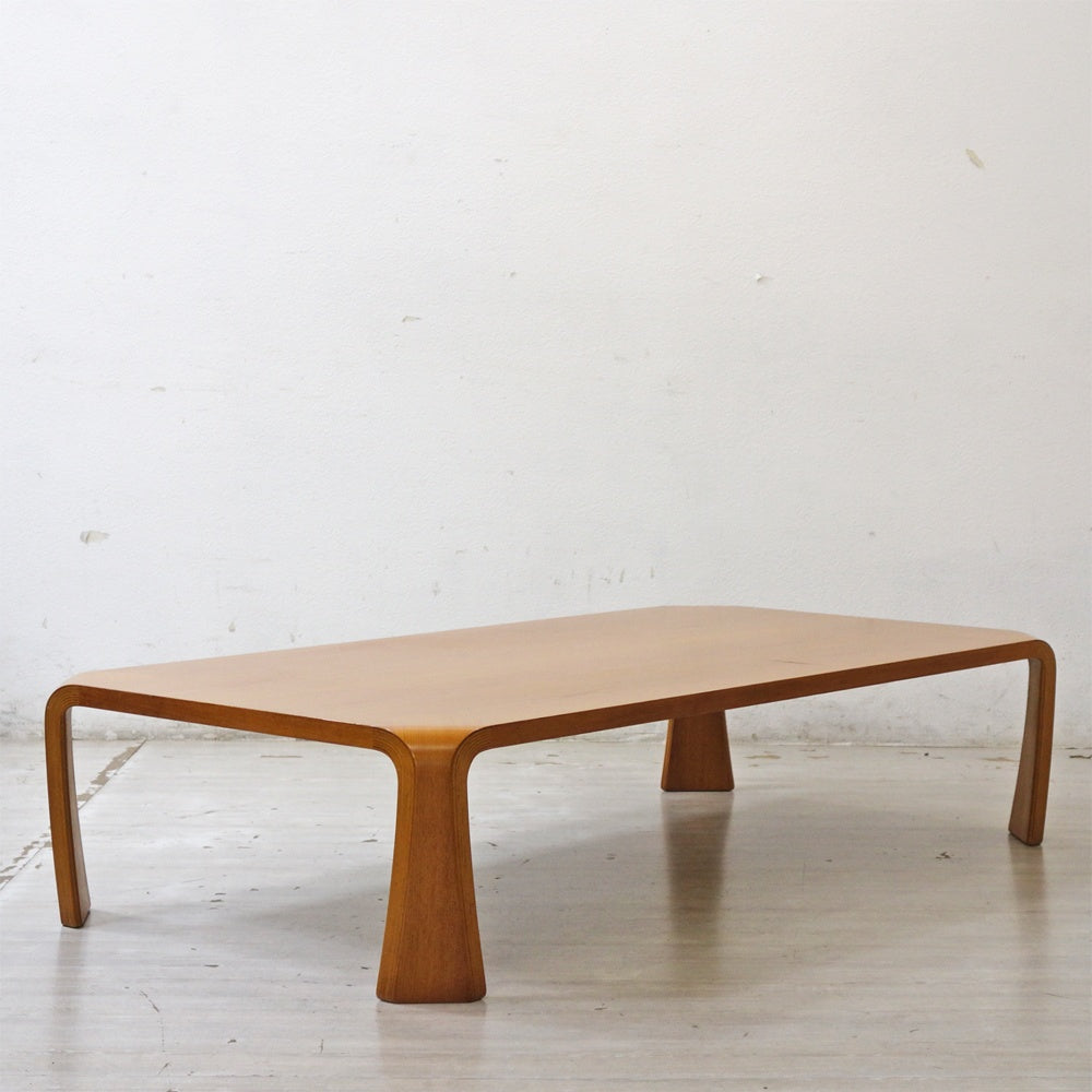 天童木工 Tendo プライウッド 座卓 欅材 ローテーブル W150cm 乾三郎 デザイン ●