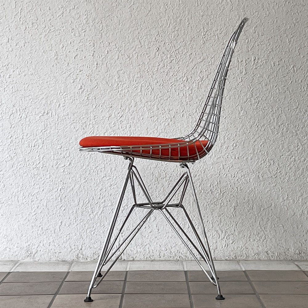 ヴィトラ vitra ワイヤーチェア Eames Wire Chair DKR5 エッフェルベース クローム シートパッド付 レッド C&R イームズ ミッドセンチュリー ◇