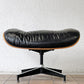 ハーマンミラー Herman Miller イームズラウンジチェア オットマンのみ ブラックレザー ウォールナット C&R イームズ ミッドセンチュリーモダン ◇