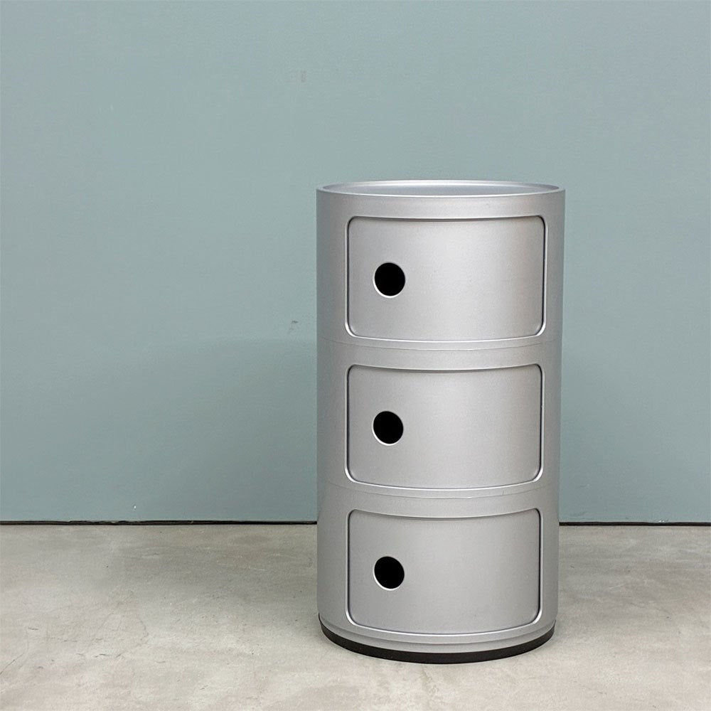 カルテル Kartell コンポニビリ COMPONIBILI 3段 シルバー ストレージボックス H58.5cm アンナ・カステッリ・フェリエーリ イタリア ◎