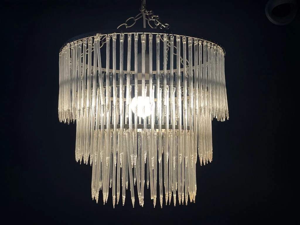 3ラウンドフレーム アイシクル シャンデリア 3Tiered Icicle Glass Chandelier ペンダントライト 〓