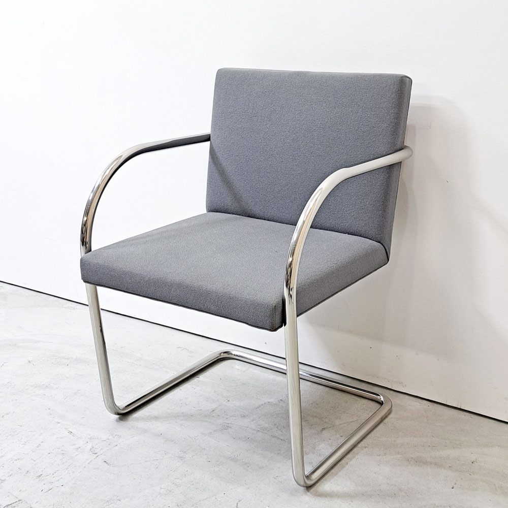 ノル knoll ブルーノ アームチェア チューブラー Brno Arm Chair Tubular ミースファンデルローエ カンチレバー グレー ファブリック ●