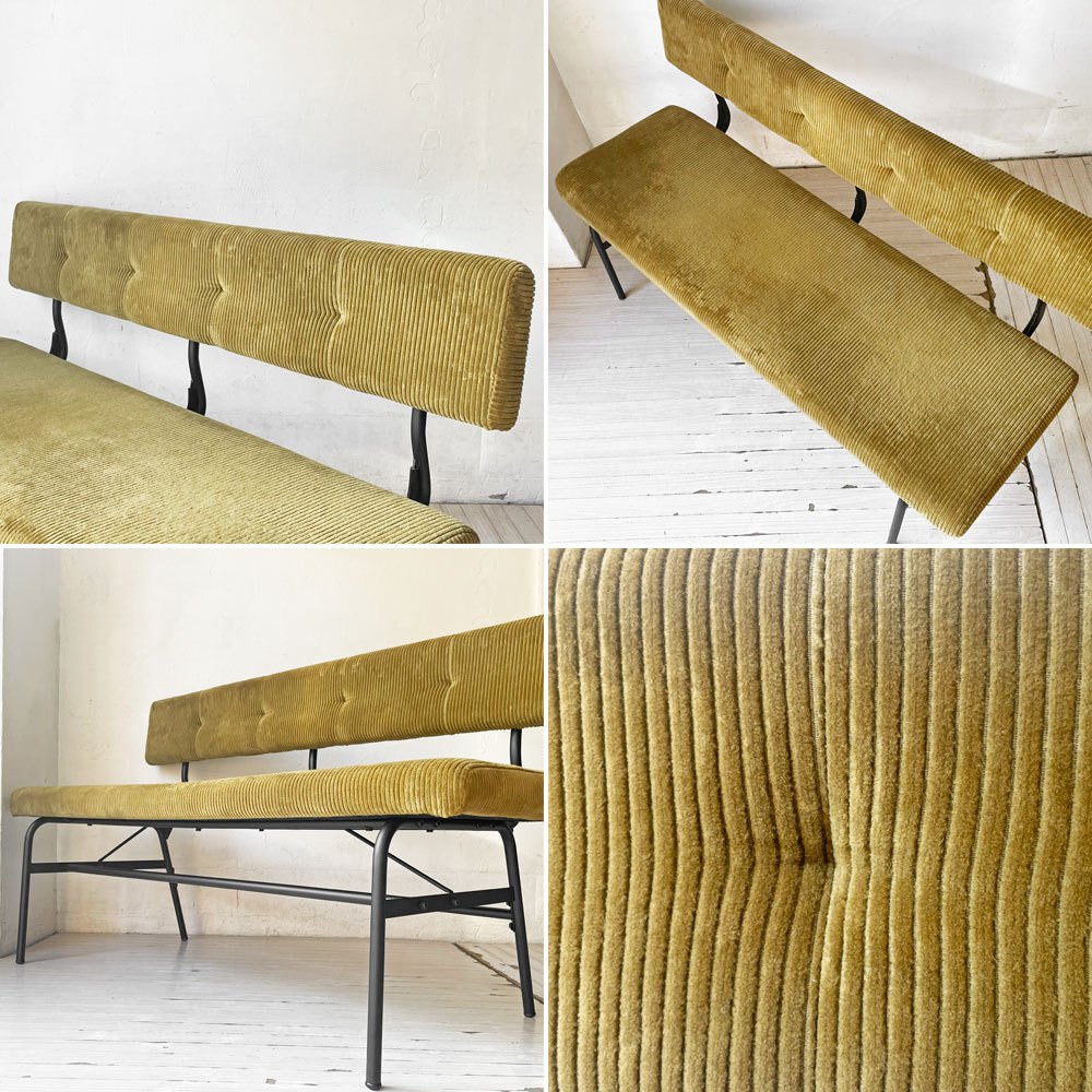 ジャーナルスタンダードファニチャー j.s.F パクストン ベンチ バックレスト PAXTON LD BENCH アンバーカラー コーデュロイ ★