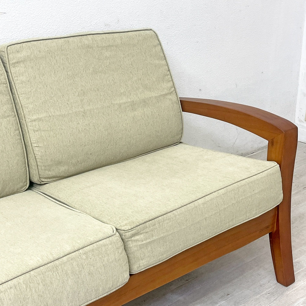 スキャンティーク SCANTEAK コニスカ KONISKA 3pソファ チーク無垢材 ラッカー仕上げ 替えカバー付き 北欧スタイル ●