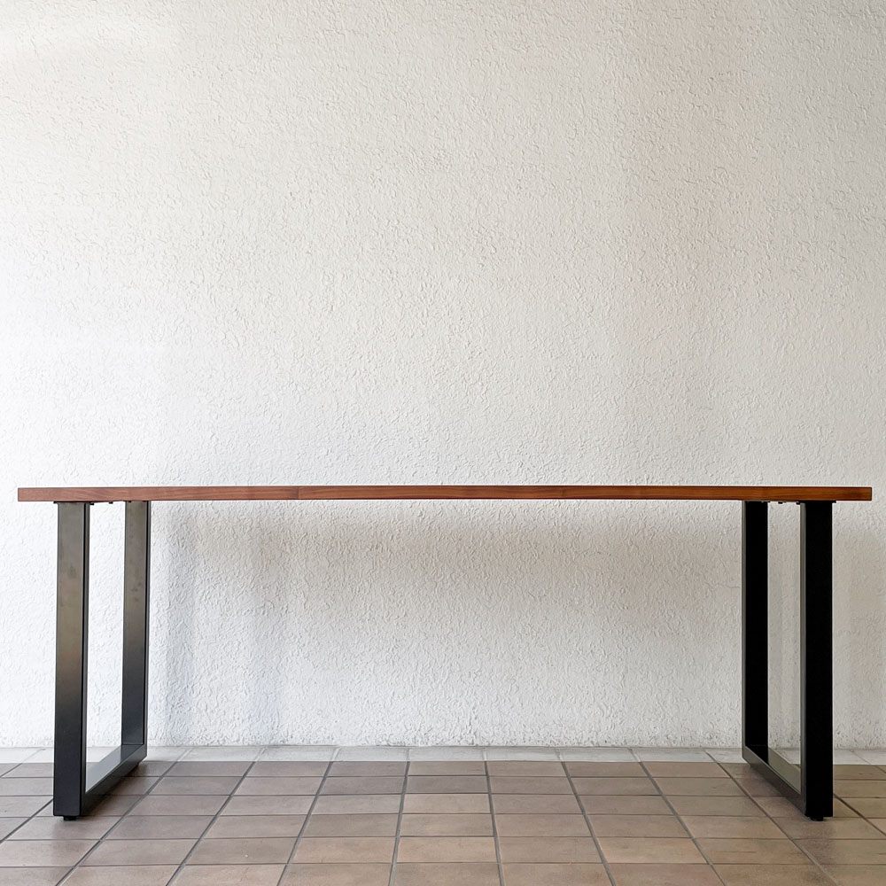 かなでもの KANADEMONO ザ・テーブル THE TABLE ウォールナット天板 幅180cm ブラック スチール スクエアベース ワークデスク インダストリアルデザイン ◇