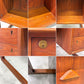 北欧ビンテージ Scandinavian Vintage チーク材 デスク リノリウム天板 両袖 6ドロワー 背面収納 W131cm ◎