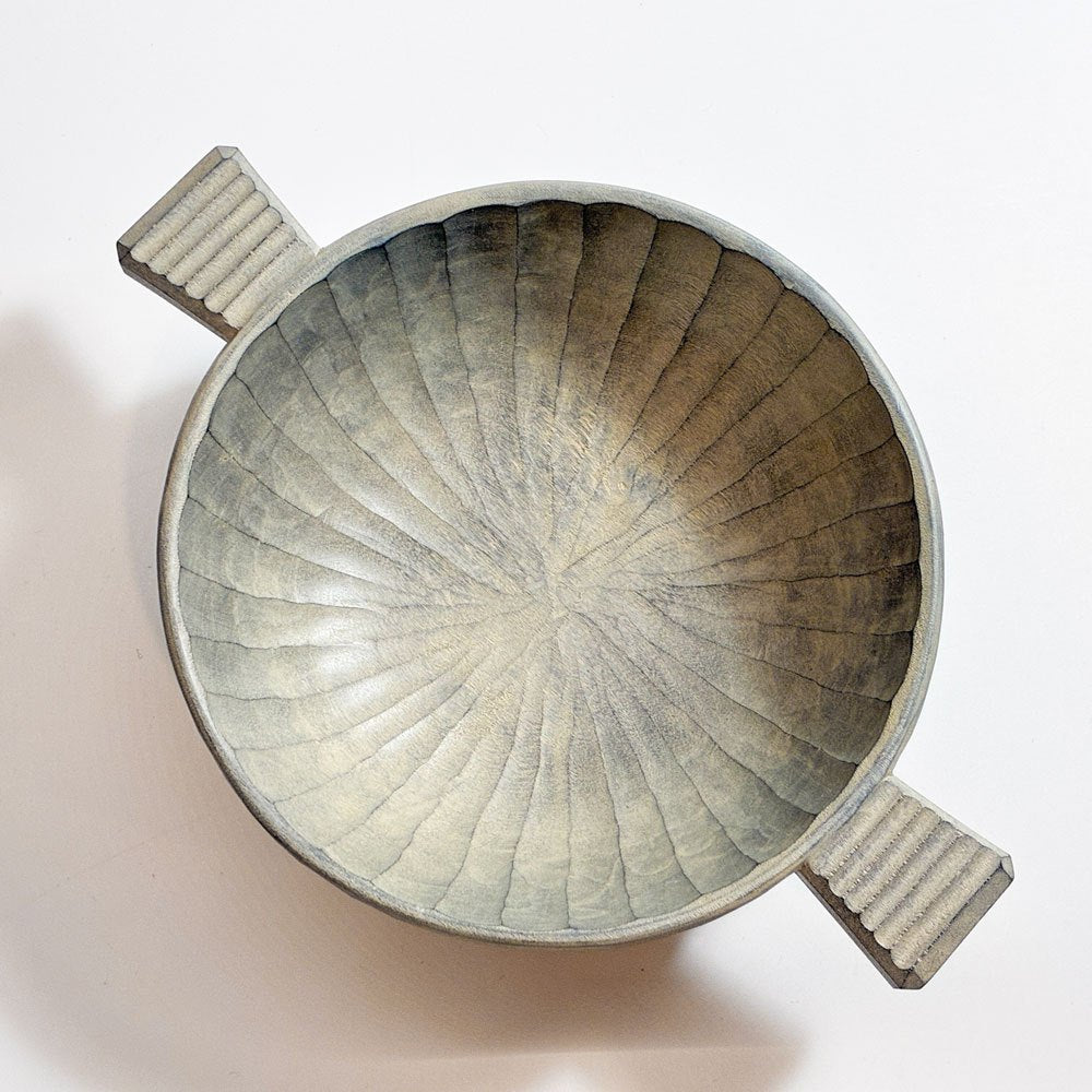 湯浅ロベルト淳 スープボウル 白 ハンドル付 13×18.5㎝ 木工作家 現代作家 定価¥19,800- ★