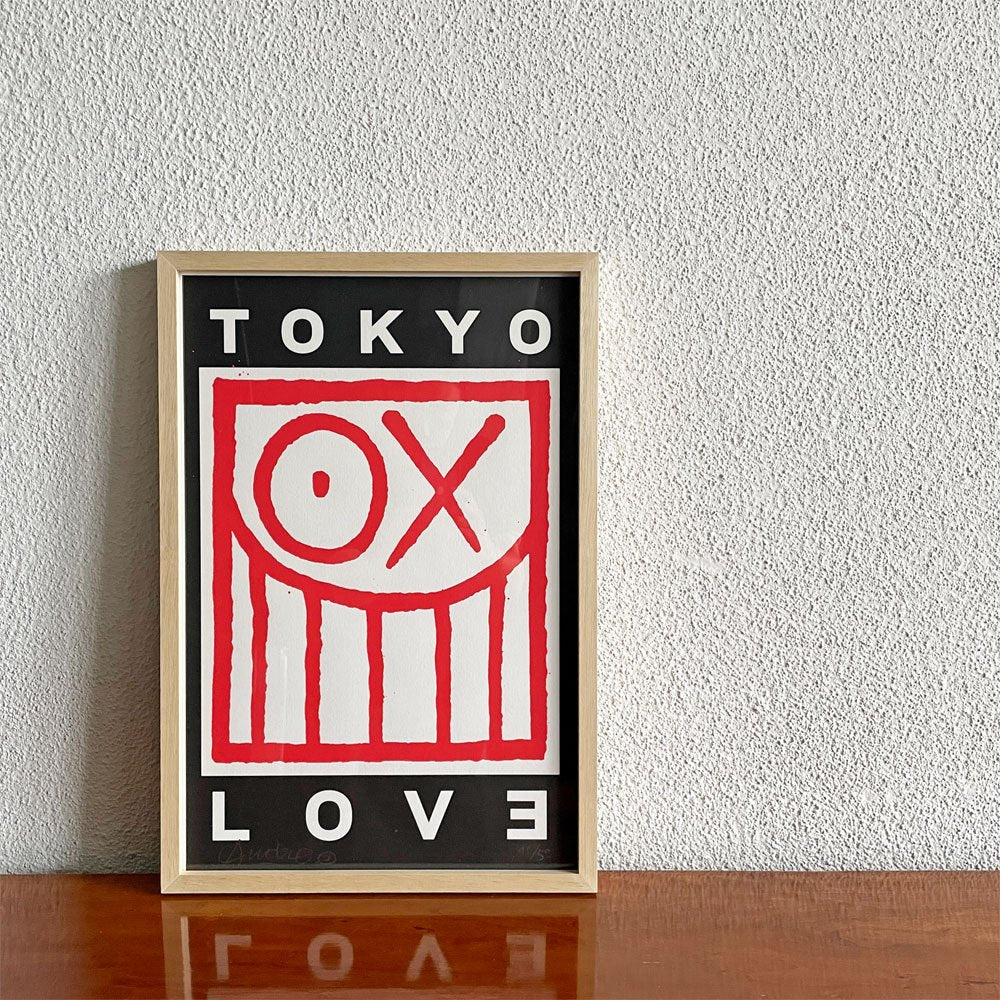 タトラス TATRAS × アンドレ・サライヴァ Andre Saraiva トーキョーラブ Tokyo Love ポスター 33×48cm 木製フレーム付 40/50 サイン入り 〓