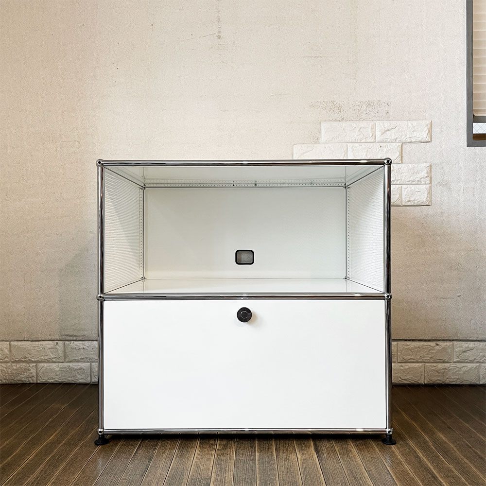 ユーエスエムハラー USM Haller モジュラーファニチャー ハラーシステム キャビネット 1列2段 ピュアホワイト エクステンションドア×1 スイス 参考価格約18万円 ◎