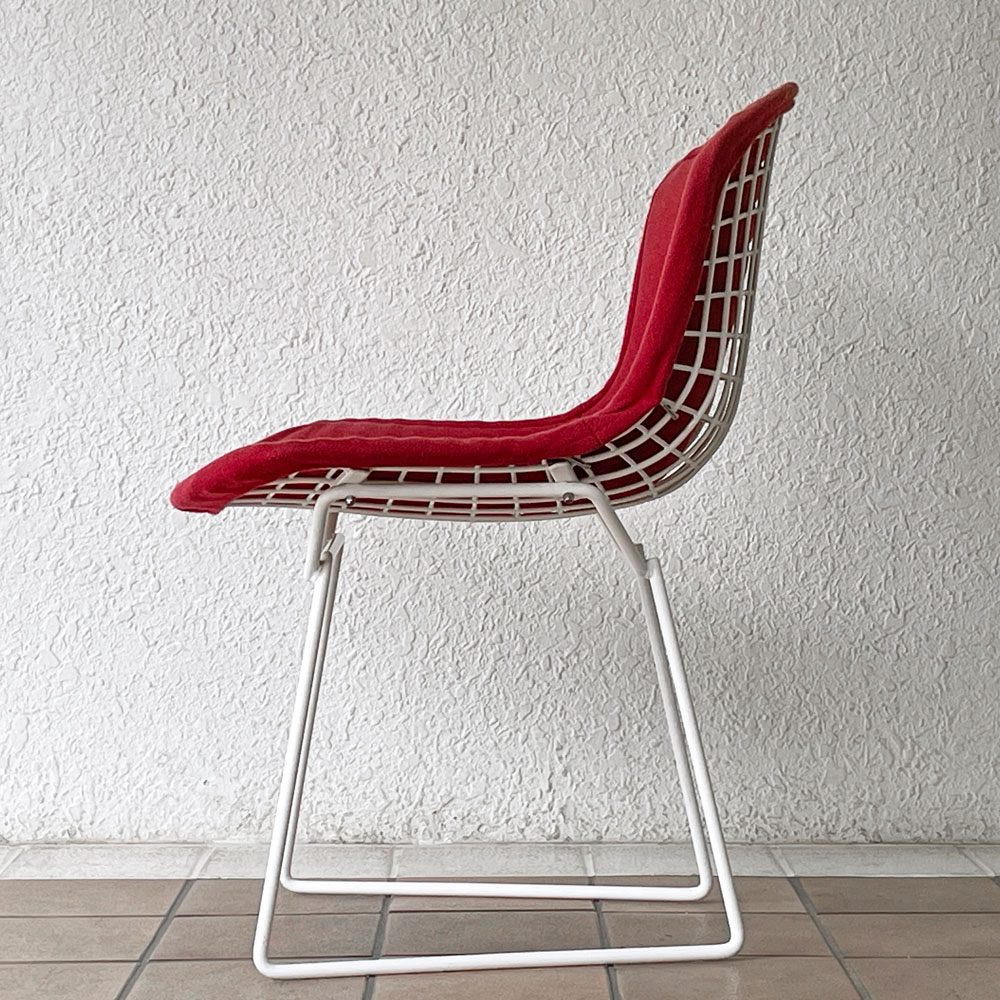 ノル Knoll 420 サイドチェア ワイヤーチェア ホワイト レッド フルカバー ハリー・ベルトイア Harry Bertoia ミッドセンチュリー 名作椅子 ◇