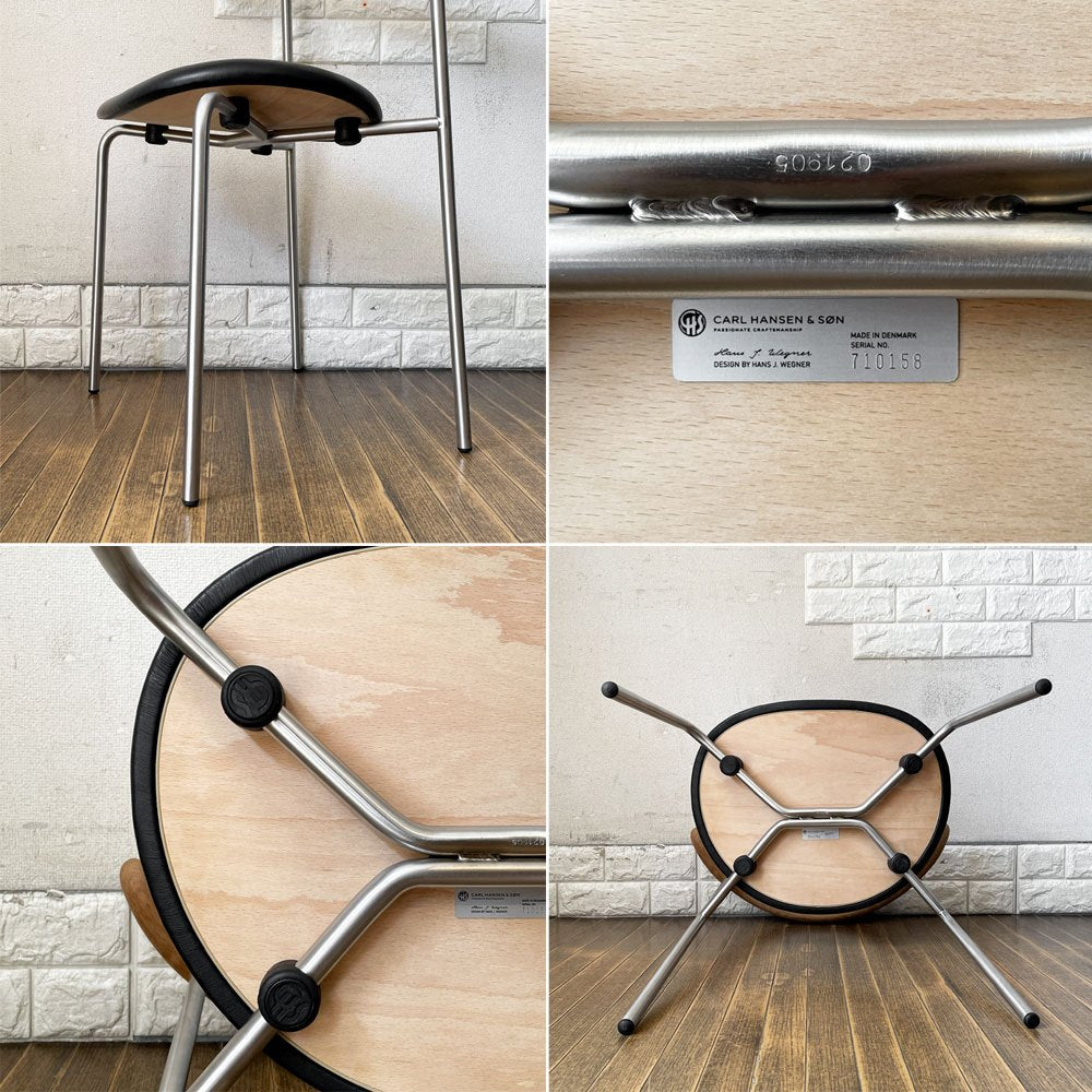 カールハンセン＆サン Carl Hansen & Son CH88P ダイニングチェア オーク材 本革 ブラックレザー ステンレスレッグ ハンス・J・ウェグナー 北欧家具  ◎