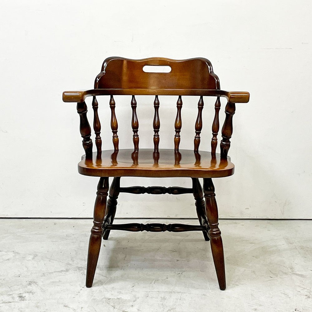 飛騨産業 HIDA キツツキ 穂高シリーズ キャプテンチェア アームチェア 木製肘付椅子 ウィンザースタイル 廃番 ●