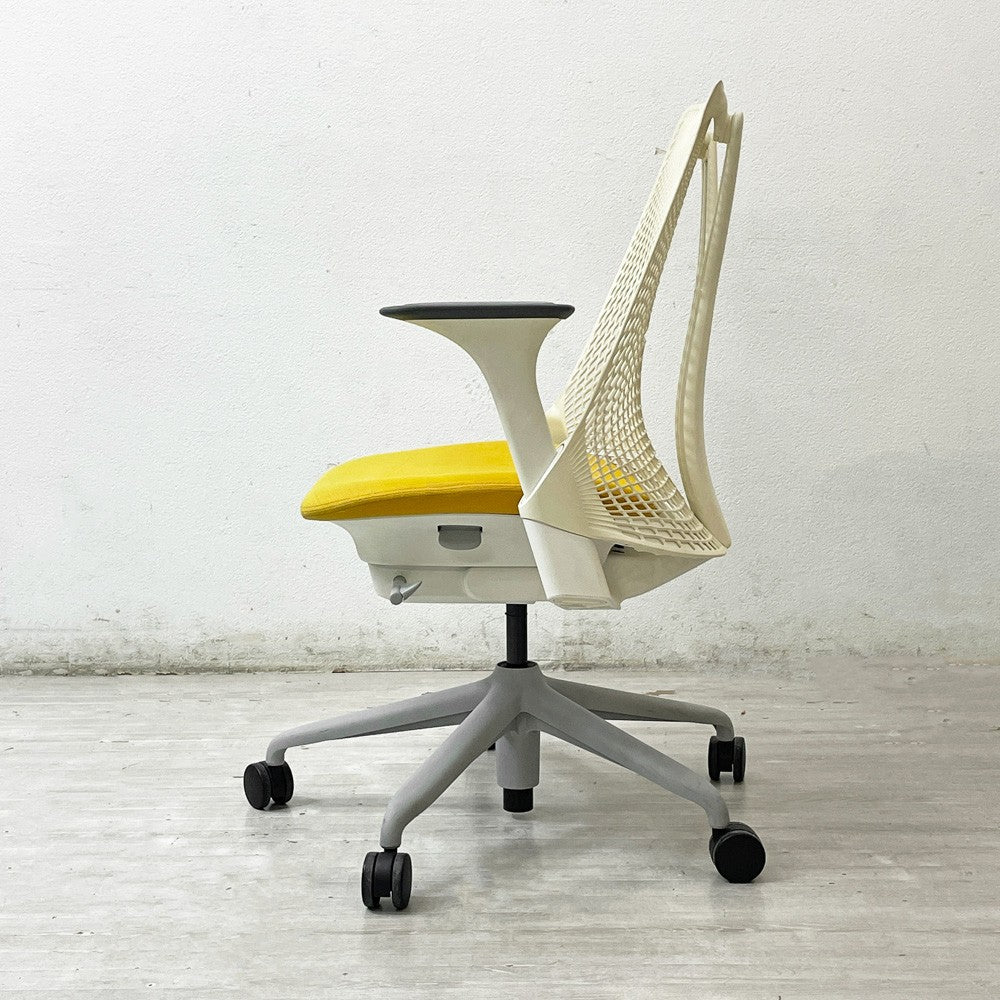 ハーマンミラー Herman Miller セイルチェア SAYL Chair デスクチェア リクライニング 旧モデル イヴ・ベアール ホワイトｘイエロー 2014年製 ●
