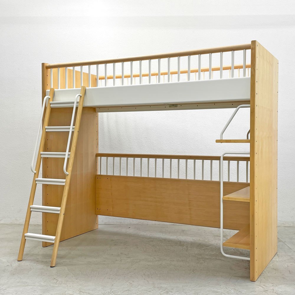 アクタス ACTUS テンポ ロフトベッド Tempo loft bed キッズベッド メイプル材 3段シェルフ付き 定価￥289,300- 〓