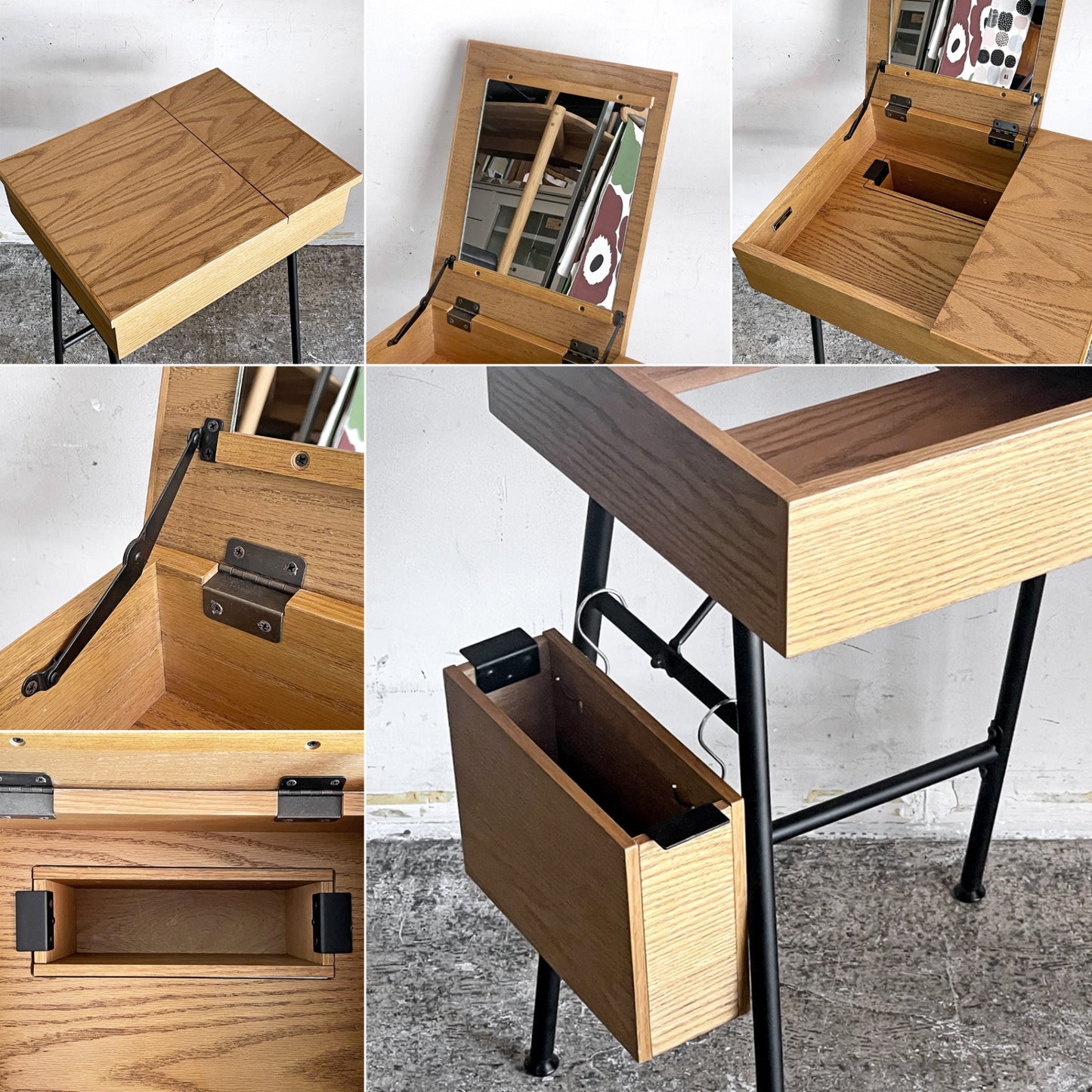 ジャーナルスタンダードファニチャー journal standard Furniture j.s.F リル バニティ デスク LILLE VANITY DESK ドレッサー オーク材 アイアン ボックス付  内蓋 S字フック 欠品 インダストリアル ■