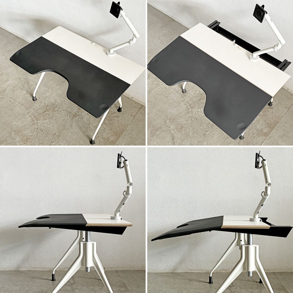 ハーマンミラー Herman Miller エンベロップデスク Envelop Desk スライド天板 & 高さ調節機能 ビル・スタンフ ジェフ・ウェバー モニターアーム パソコンデスク 取扱説明書・組み立て説明書付 A 〓