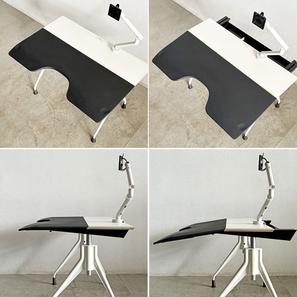 ハーマンミラー Herman Miller エンベロップデスク Envelop Desk スライド天板 & 高さ調節機能 ビル・スタンフ ジェフ・ウェバー モニターアーム パソコンデスク 取扱説明書・組み立て説明書付 B 〓