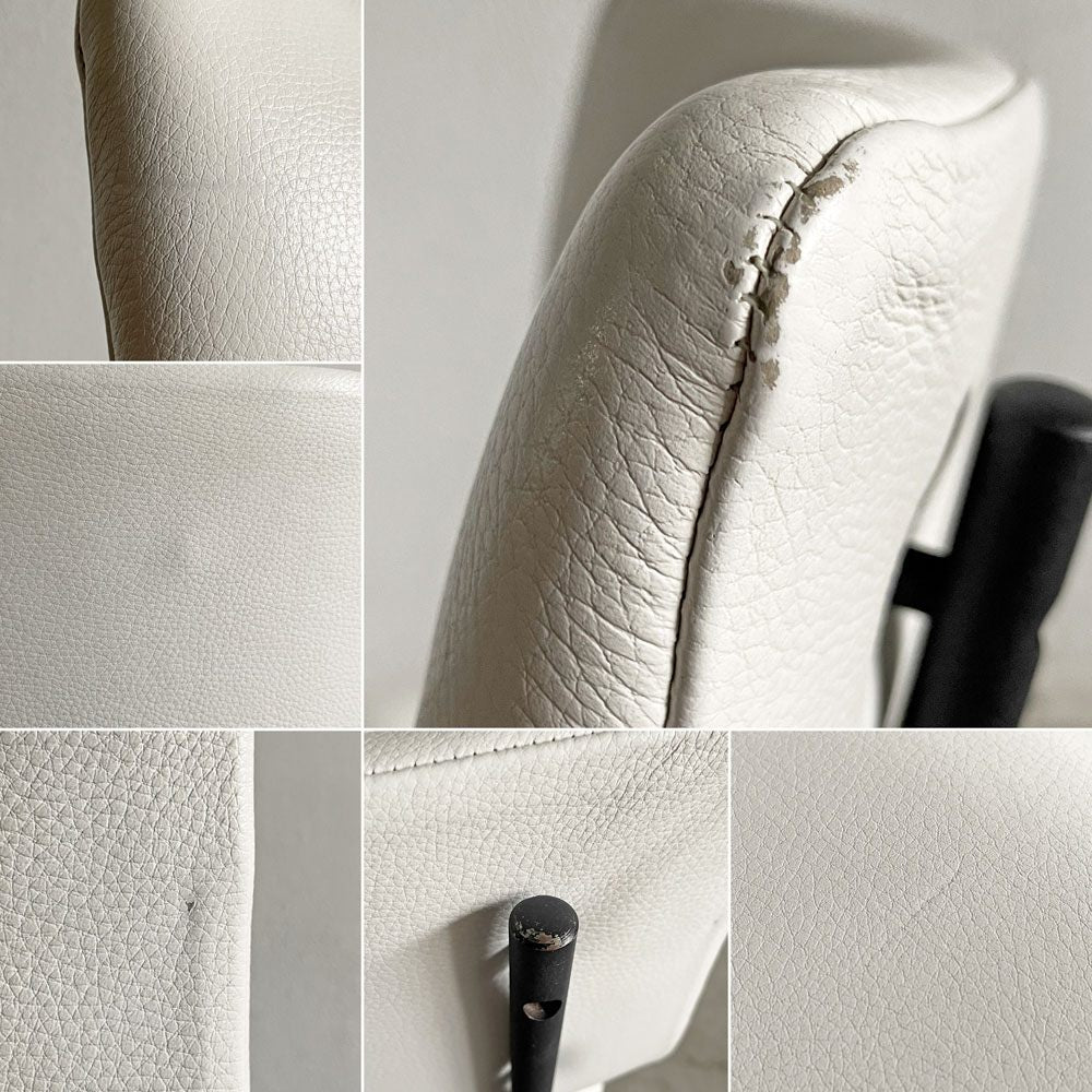 アルフレックス arflex エレットラ ELETTRA ダイニングチェア 本革 ホワイト スチール脚 Studio BBPR イタリアモダン シンプルデザイン A 〓