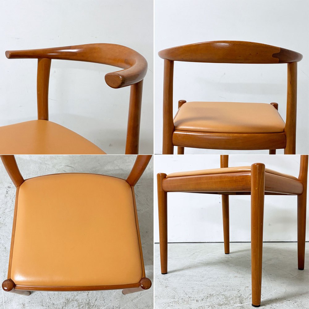 家具蔵 KAGURA アルコ ARCO ダイニングチェア 本革 チェリー 無垢材 ハーフアーム 国産家具 B ●