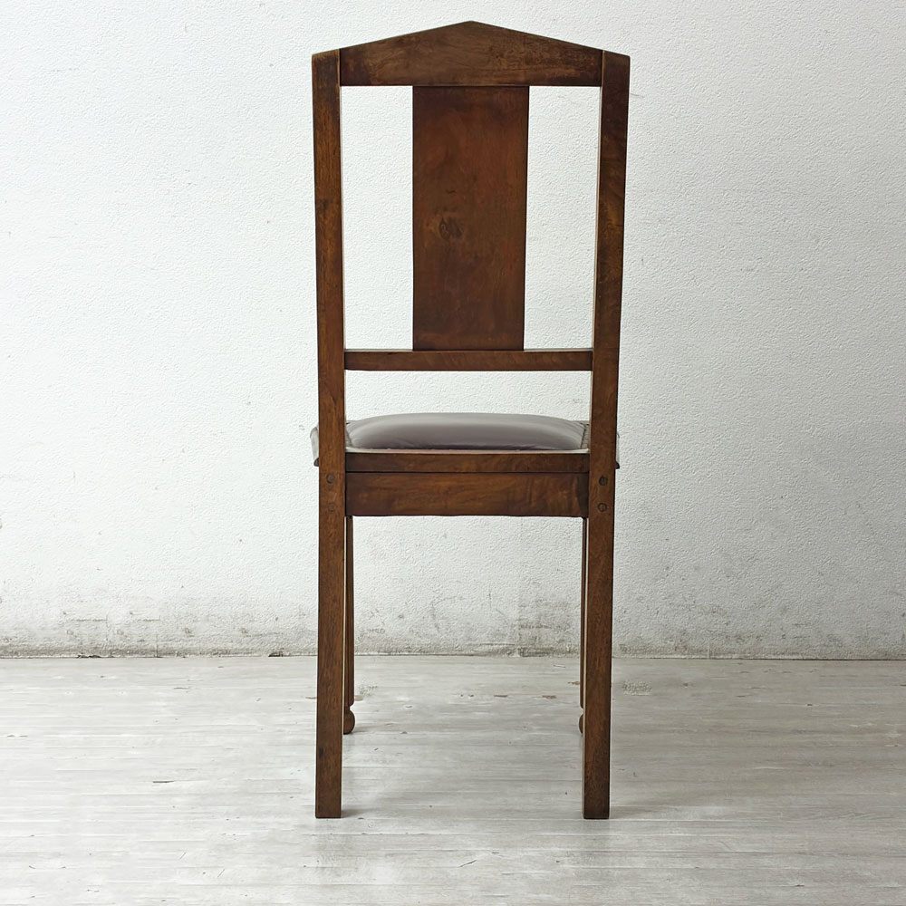 UKビンテージ Vintage オーク材 ダイニングチェア 木彫 ボタニカル クラシカル アンティーク 英国家具 ●