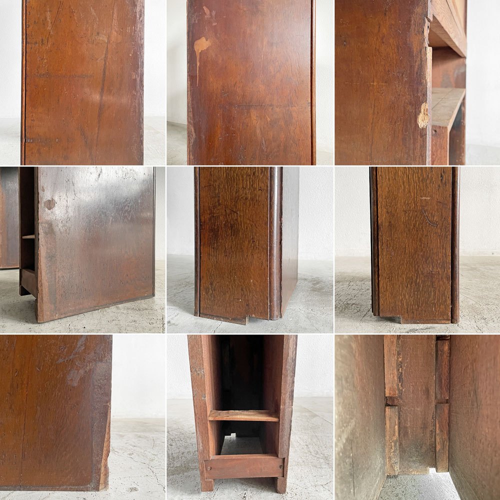 UKビンテージ Vintage ミラーバック マントルピース 暖炉枠 コンソールデスク オーク材 W116cm 英国家具 〓