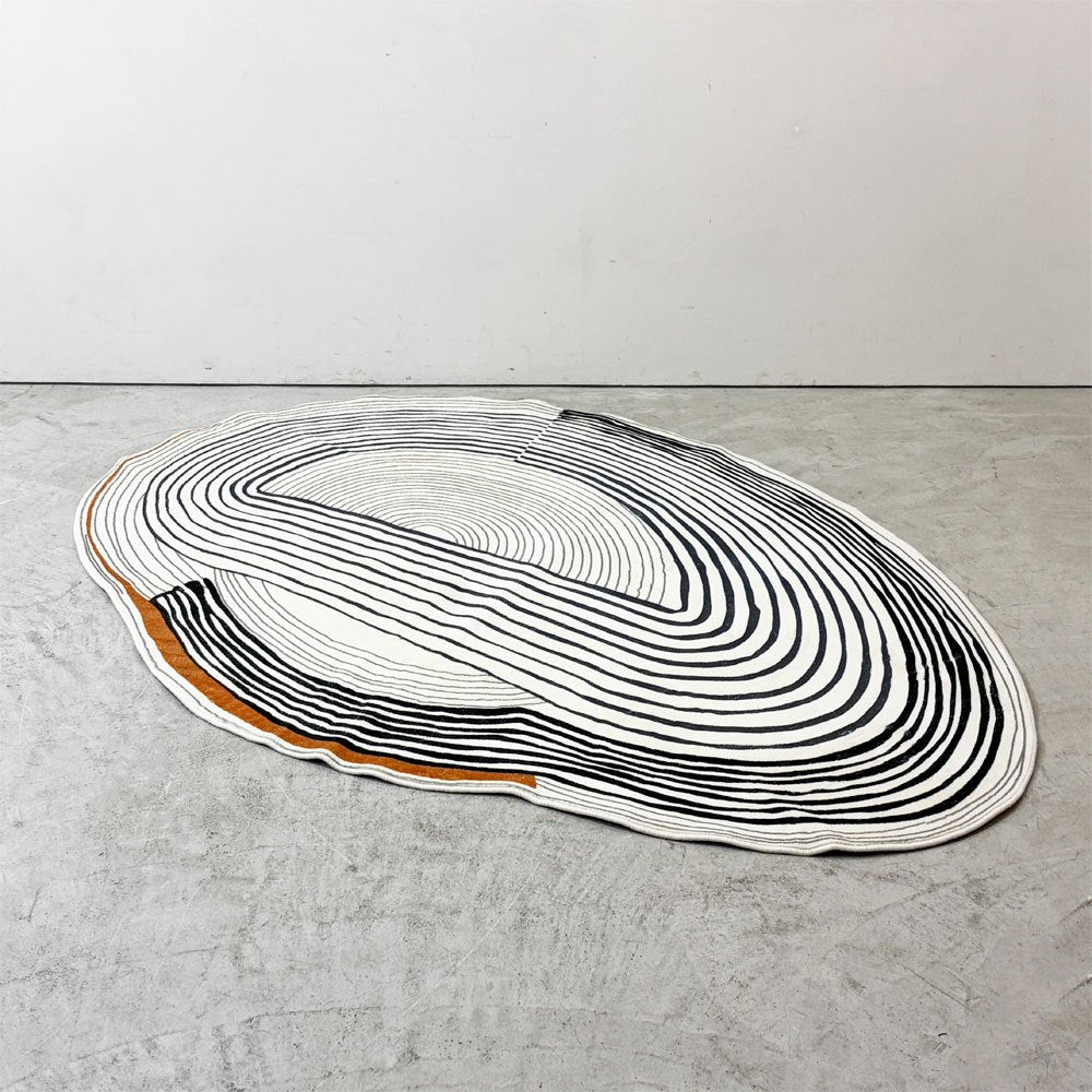 アートラグ Art Rug ラグマット カーペット モノクローム 変形デザイン アシメトリー モダンデザイン W200cm ●
