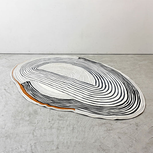 アートラグ Art Rug ラグマット カーペット モノクローム 変形デザイン アシメトリー モダンデザイン W200cm ●