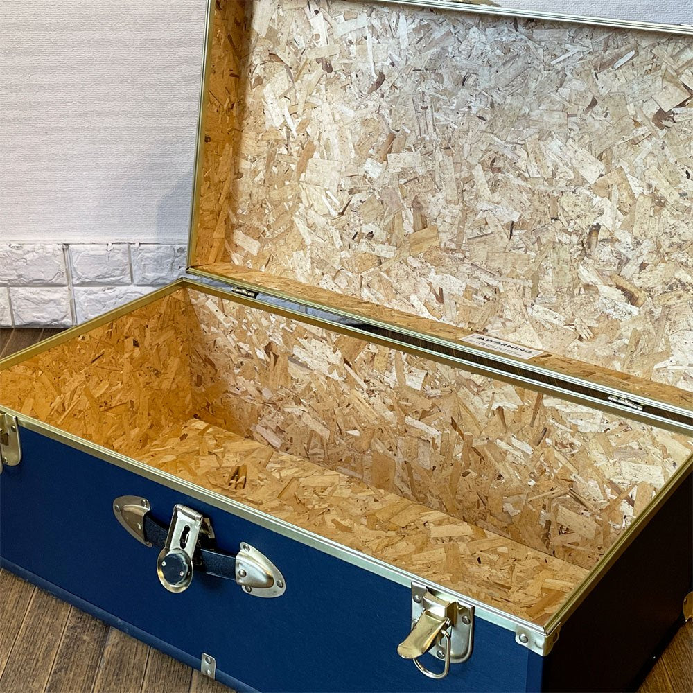 スワード トランク Seward Trunk トランクボックス ビニールレザー ブルー ゴールド 鍵付き 収納 アメリカ ◎