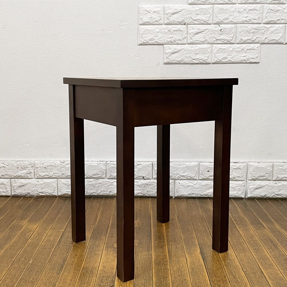 無印良品 MUJI バーチ材 サイドテーブル ナイトテーブル 抽斗一杯 ダークブラウン 廃番 ◎