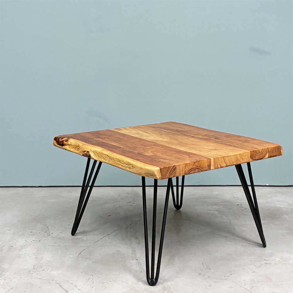 クラフト家具 Craft furniture 無垢材天板 ローテーブル ヘアピンレッグ 耳付き オーダーメイド ◎