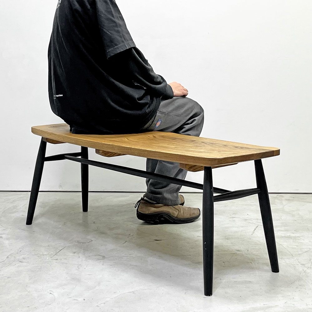 モモナチュラル MOMO Natural ベンチ SB BENCH オーク無垢材 ミディアムオイル塗装 2人掛け W110cm 板座 座繰り ●