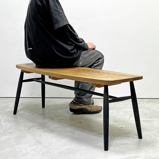 モモナチュラル MOMO Natural ベンチ SB BENCH オーク無垢材 ミディアムオイル塗装 2人掛け W110cm 板座 座繰り ●