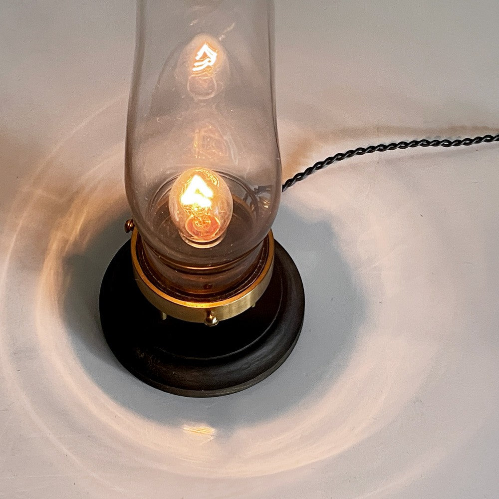 vickey'72 ワイヤードランタン wired lantern 02 テーブルランプ ランタン 照明 ビンテージガラスホヤ 真鍮 木材 H24.5cm 中嶋和也 現代作家 ■