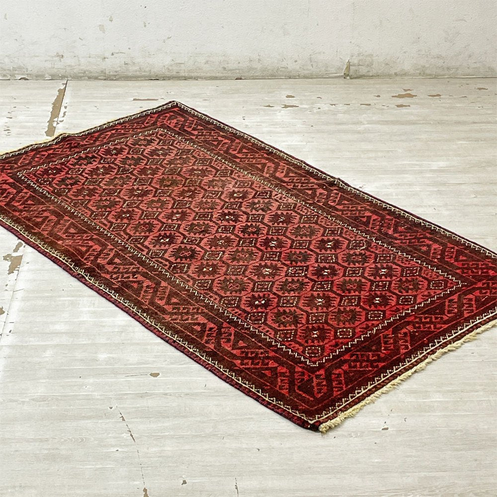 ビンテージ Vintage トライバルラグ ビンテージラグ 160×100cm レッド イラン トルクメニスタン ●