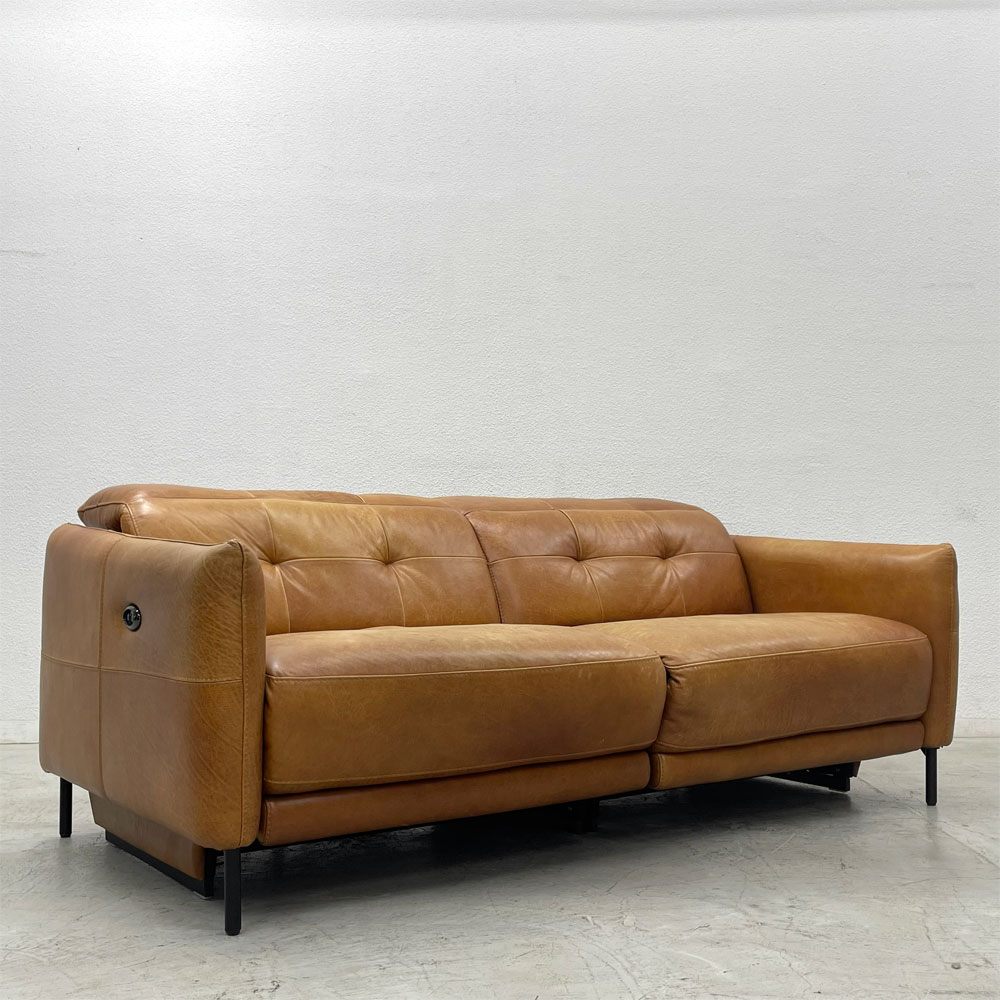 ジャーナルスタンダード journal standard Furniture シェフィールド SHEFFIELD リクライニングソファ 2.5人掛け W186cm 本革 キャメル 電動式 定価￥308,000円 〓