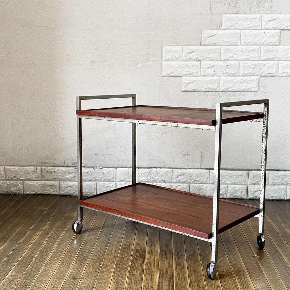 デンマークビンテージ Danish Vintageトローリーワゴン キッチンカート ディスプレイラック 2段 キャスター付 北欧家具 ◎