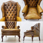 ロイズアンティークス Lloyd's Antiques リプロダクションシリーズ チェスターフィールド Q/Aウイングバックチェア 1シーターソファ 本革 猫脚 ●