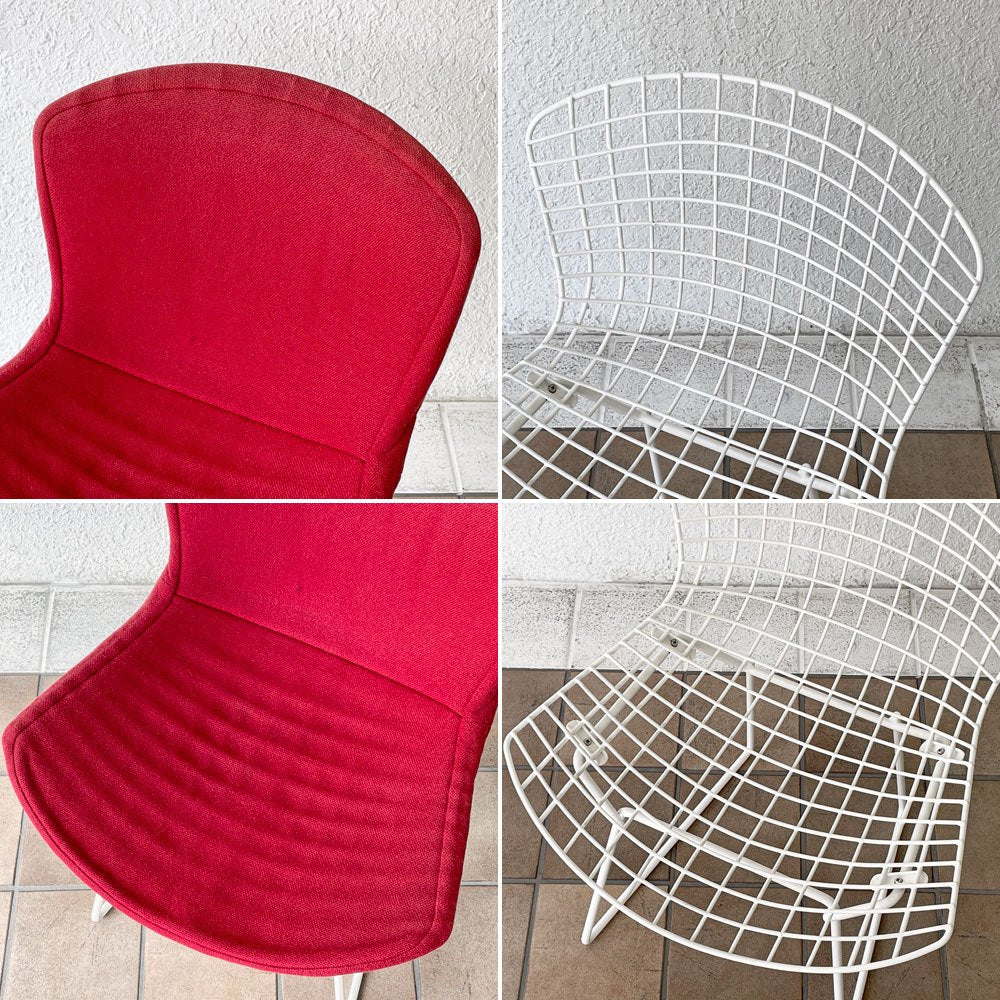 ノル Knoll 420 サイドチェア ワイヤーチェア ホワイト レッド フルカバー ハリー・ベルトイア Harry Bertoia ミッドセンチュリー 名作椅子 ◇
