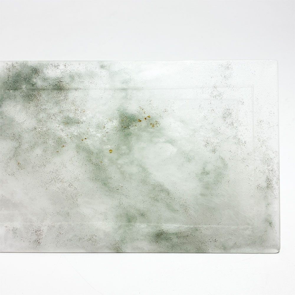 砂田夏海 shijima 長皿 ガラス プレート 霞 パート・ド・ヴェール キルンワーク 23.5×9.7cm 現代作家 ★